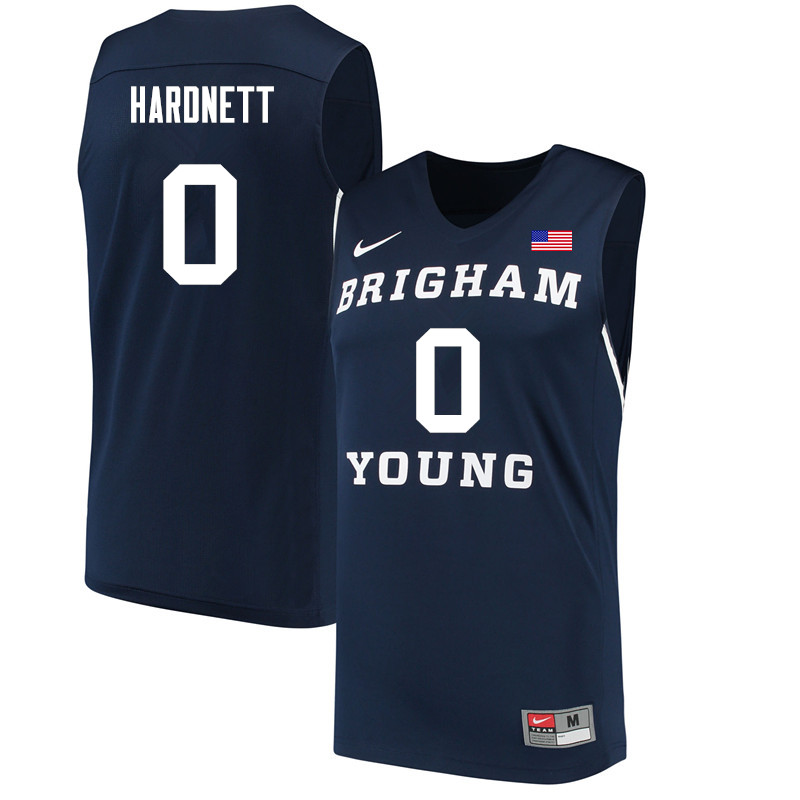 Men #0 Jahshire Hardnett BYU Cougars College Basketball Jerseys Sale-Navy
